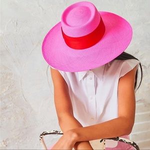 Artesano NWT Wide Brim Hat [54cm] - fuchsia/red